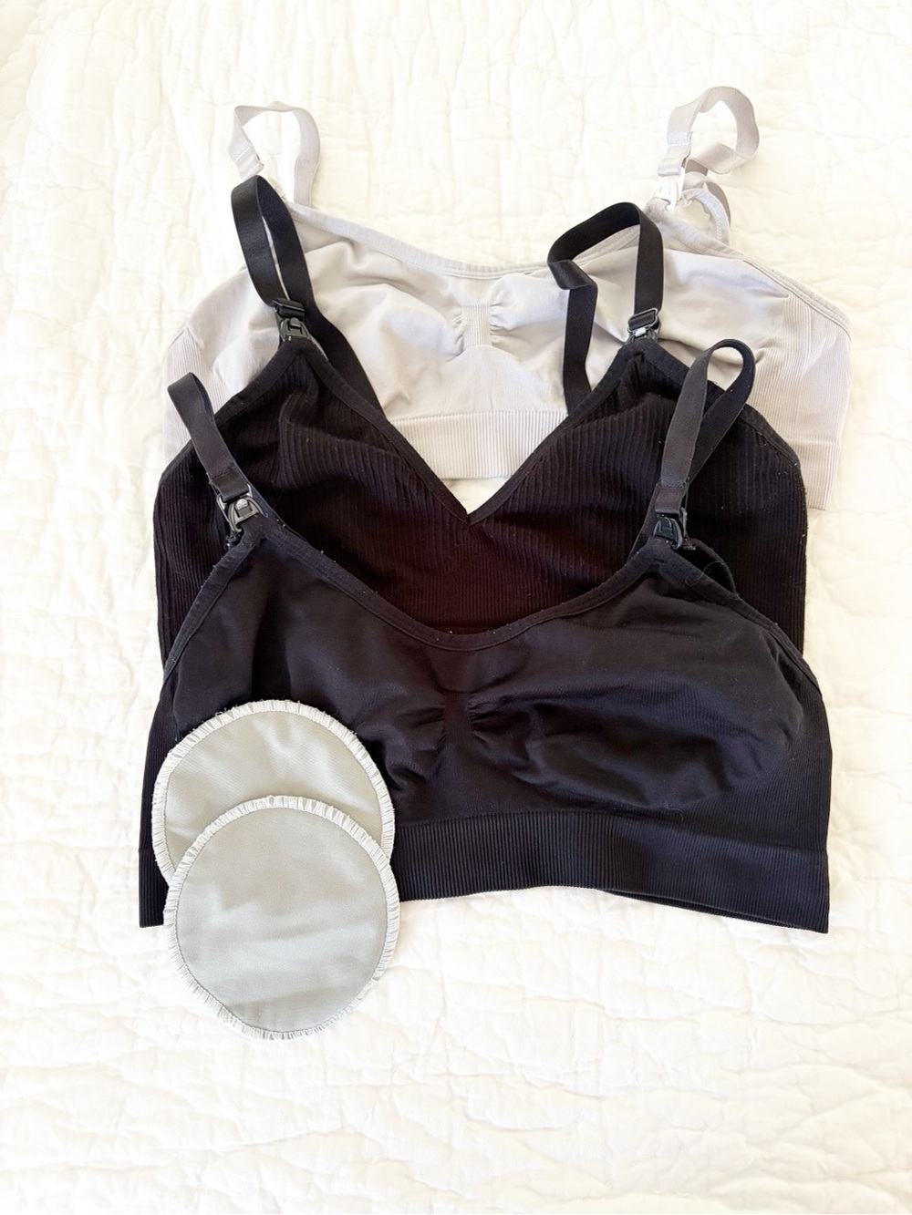 Size Large • Nursing bra bundle 3 bras + 1 set nursing pads